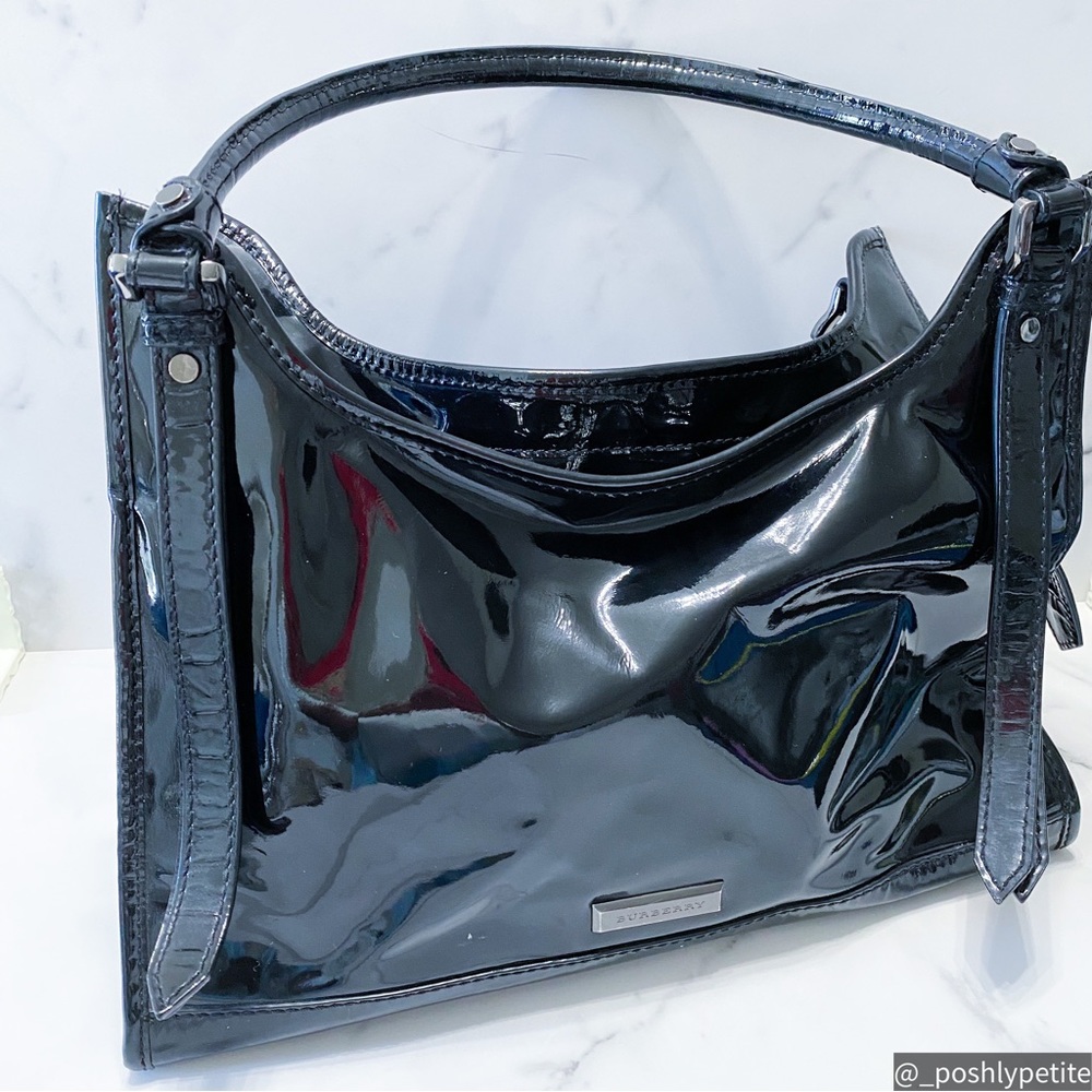 Authentic Burbery black patent shoulder bag